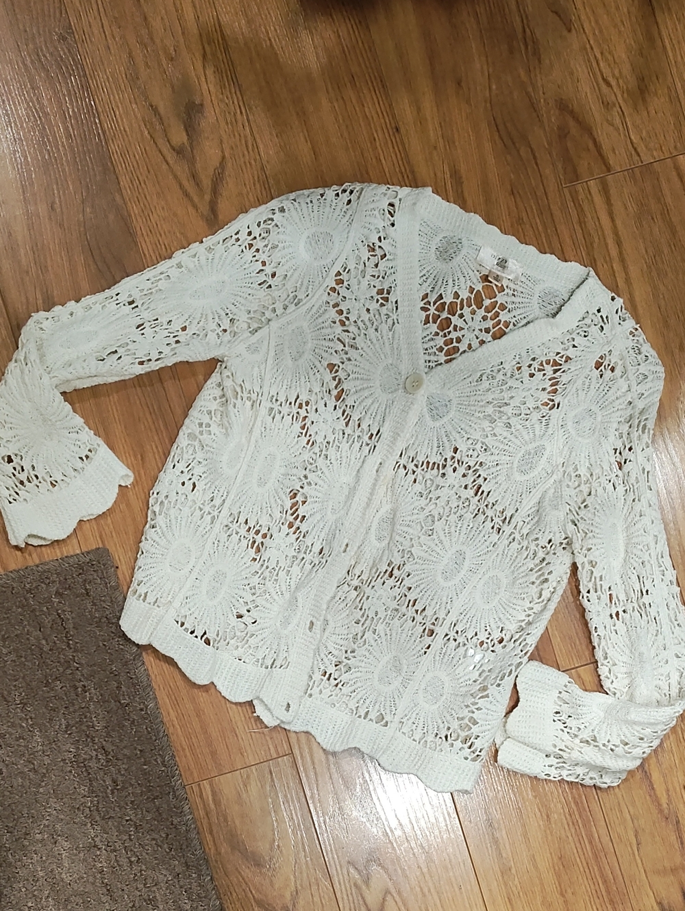 Dizzy Cream Crochet Button-Front Cardigan
